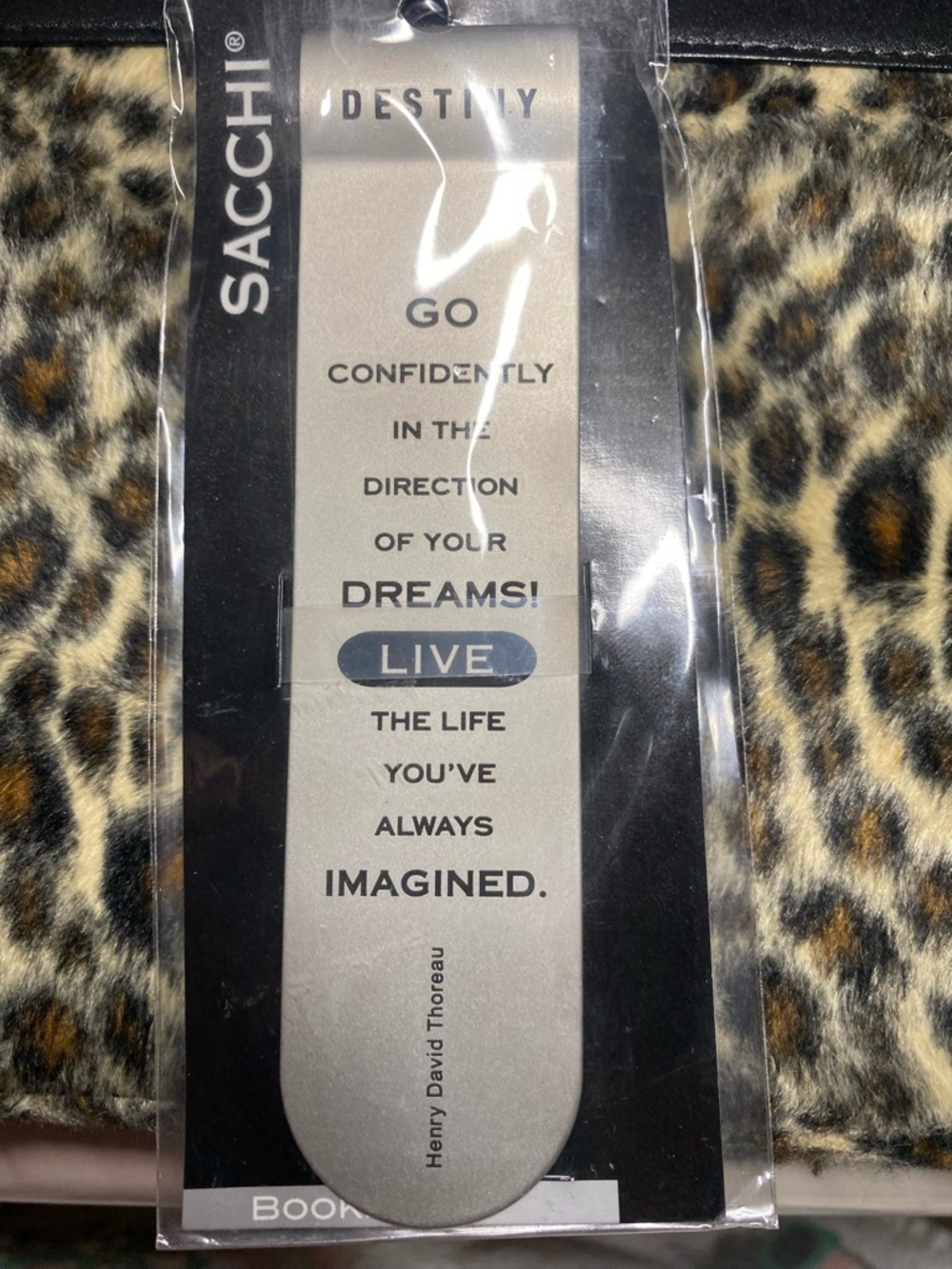 SACCHI Silvertone Metal Bookmark Henry David Thoreau Inspirational Quote